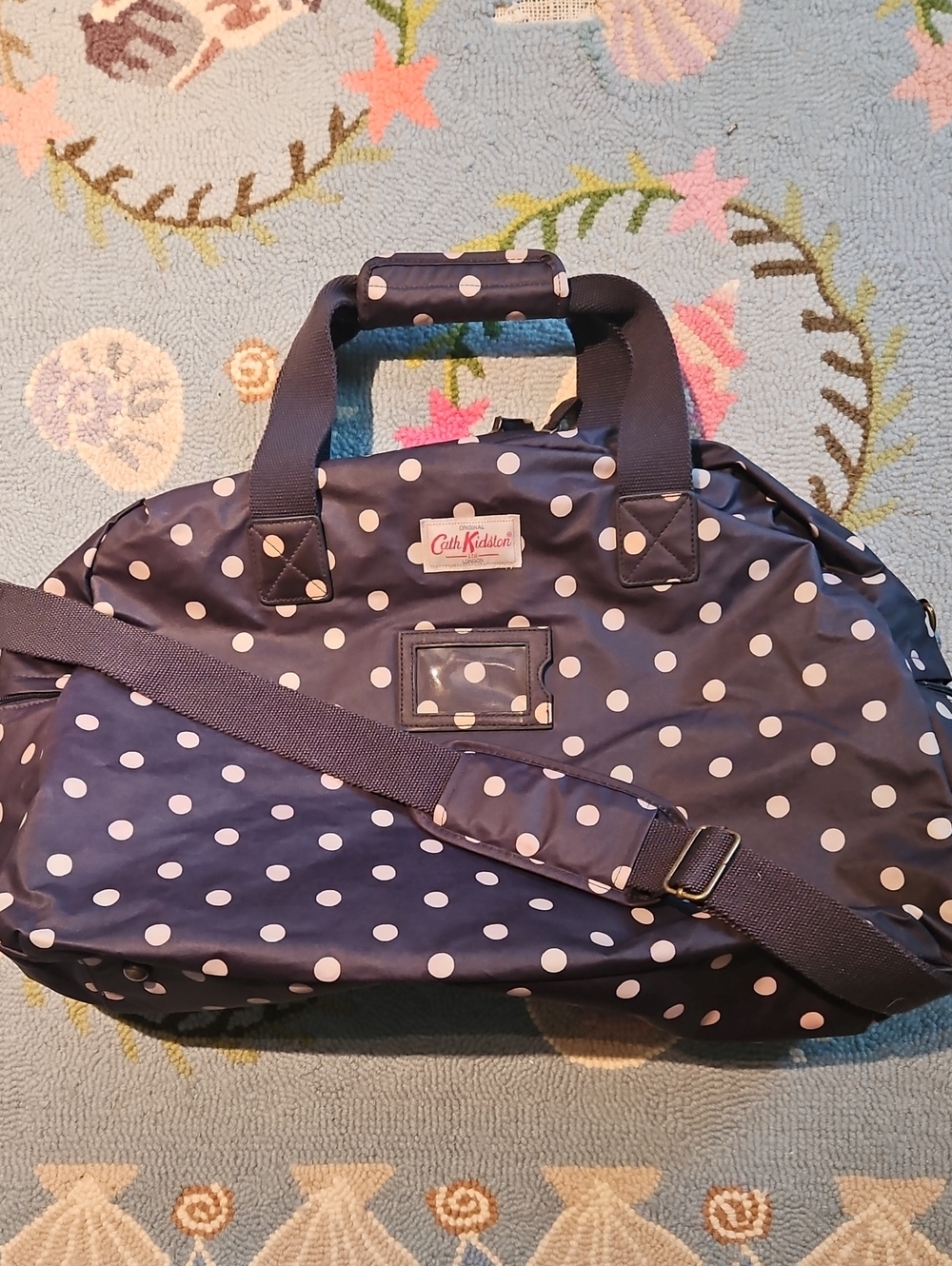 Cath Kidston Navy and White Polka Dot Travel Holdall